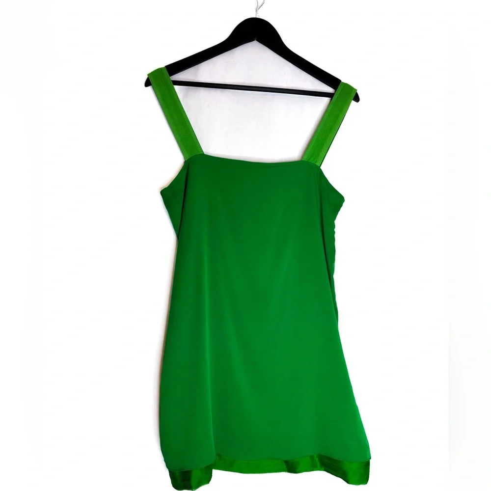 Alice + Olivia Green Tank Silk Mini Dress / Top Size Medium | Vintage Y2K - Picture 6 of 12